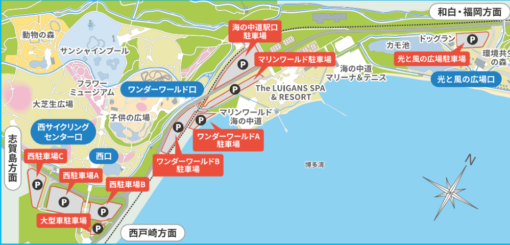 「海の中道海浜公園」駐車場地図